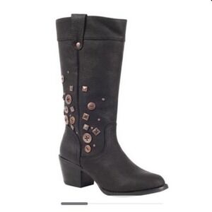 Durango Head West Boots Womens 6M Black Leather Studded Button RD046